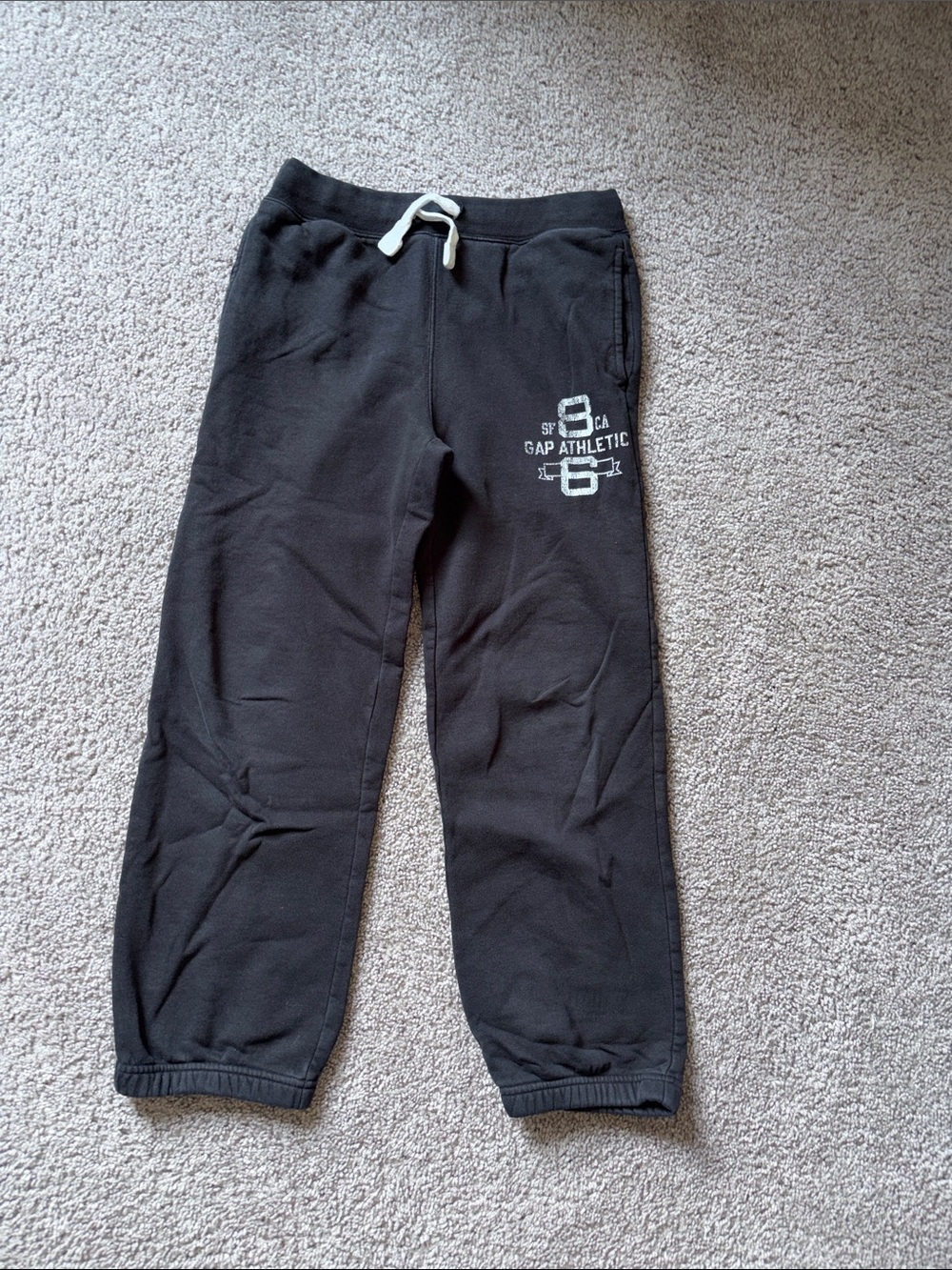 GAP Black Kids Athletic Fleece Joggers with White Drawstring